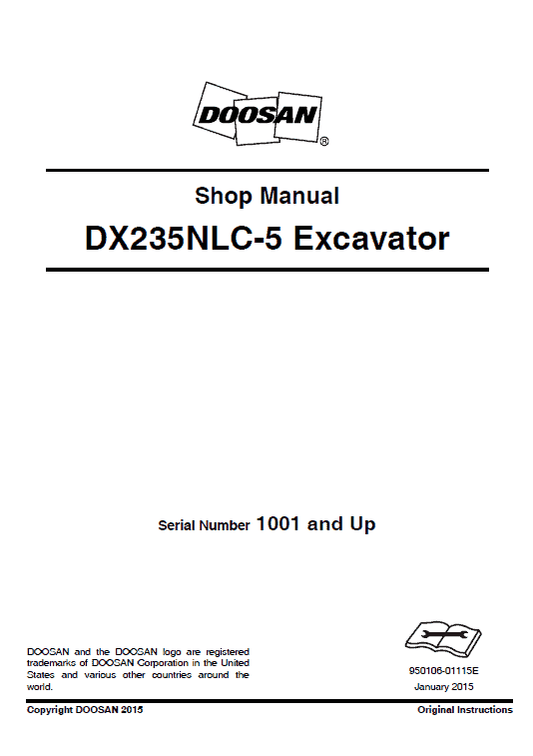 Doosan DX235NLC-5 Excavator Service Manual Workshop Guide