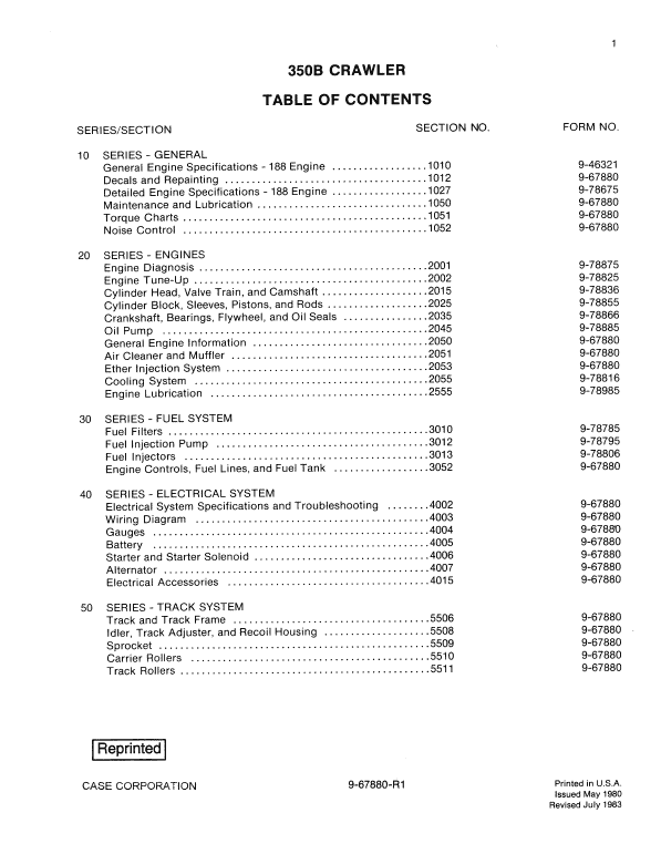 Case 350B Crawler Dozer Service Manual Workshop Guide