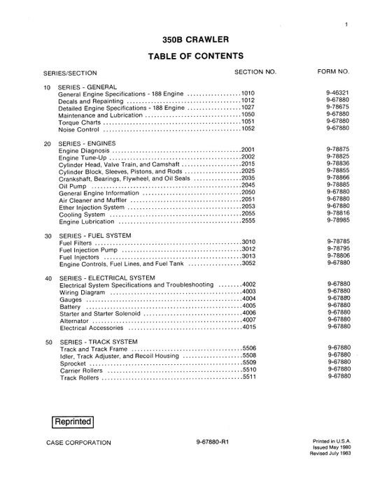 Case 350B Crawler Dozer Service Manual Workshop Guide