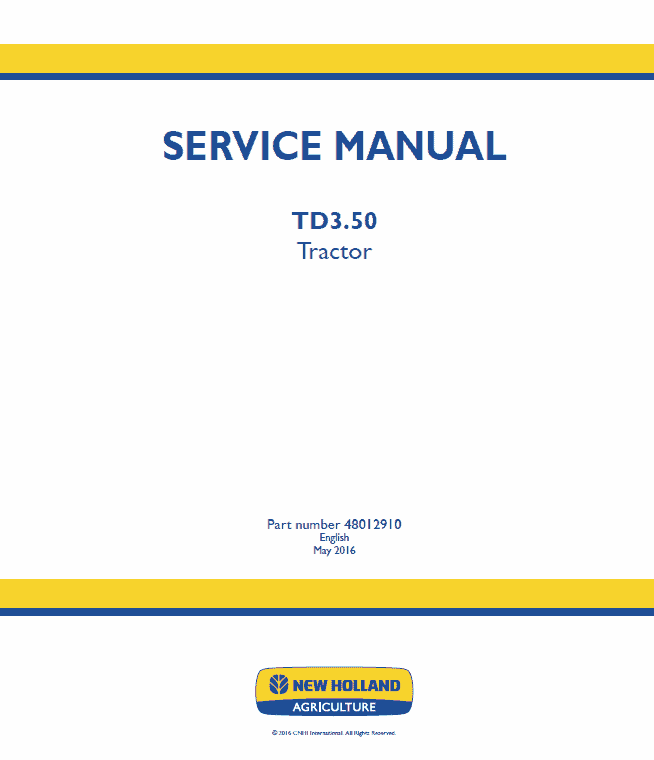 New Holland TD3.50 Tractor Service Manual Workshop Guide
