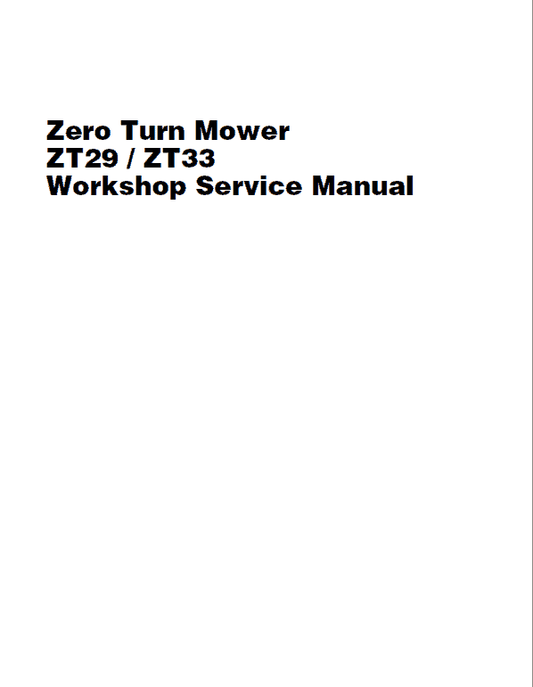 Massey Ferguson Z29, Z33 Mower Service Manual Workshop Guide