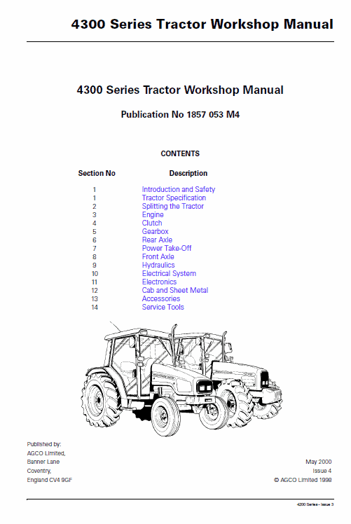 Massey Ferguson 4315, 4320, 4325, 4335 Tractor Service Manual Workshop Guide
