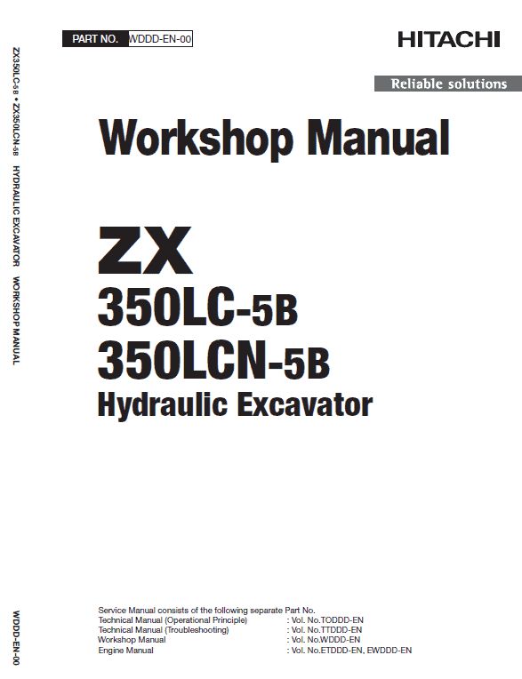 Hitachi ZX350LC-5B and ZX350LCN-5B ZAXIS Excavator Service Repair Manual Workshop Guide