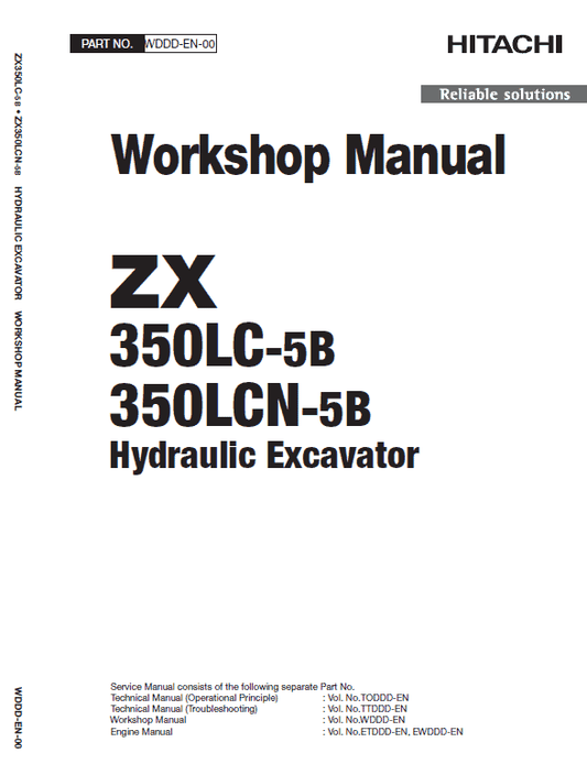 Hitachi ZX350LC-5B and ZX350LCN-5B ZAXIS Excavator Service Repair Manual Workshop Guide
