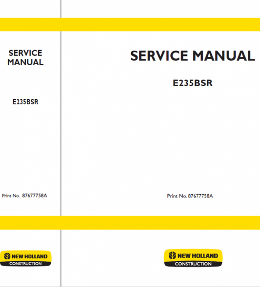 New Holland E235BSR Excavator Service Manual Workshop Guide