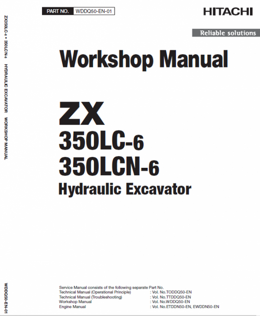Hitachi ZX350LC-6 and ZX350LCN-6 ZAXIS Excavator Service Repair Manual Workshop Guide