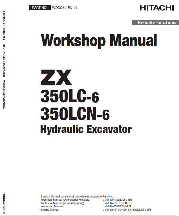 Hitachi ZX350LC-6 and ZX350LCN-6 ZAXIS Excavator Service Repair Manual Workshop Guide