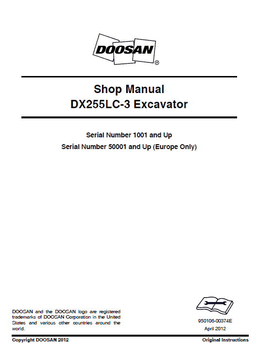 Doosan DX255LC-3 Excavator Service Manual Workshop Guide