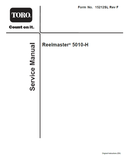 Toro Reelmaster 5010-H Service Repair Manual Workshop Guide