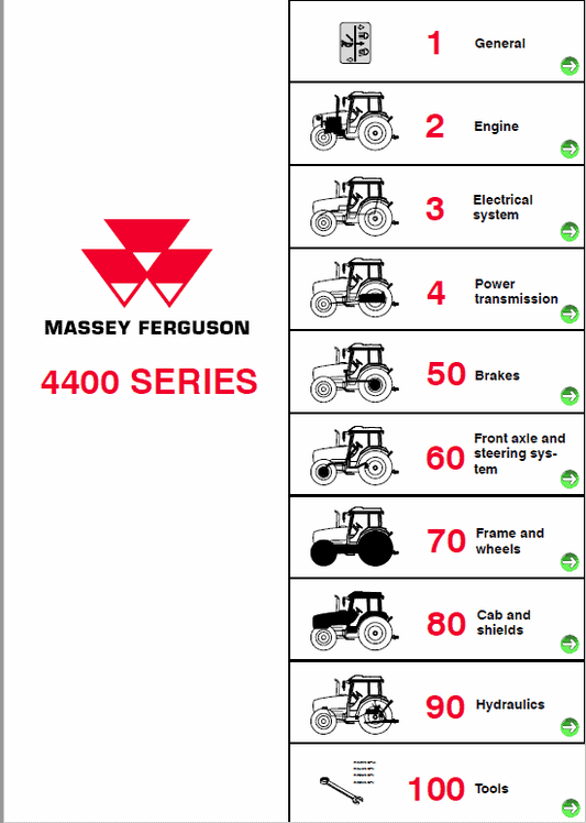 Massey Ferguson 4435, 4445, 4455 Tractor Service Manual Workshop Guide