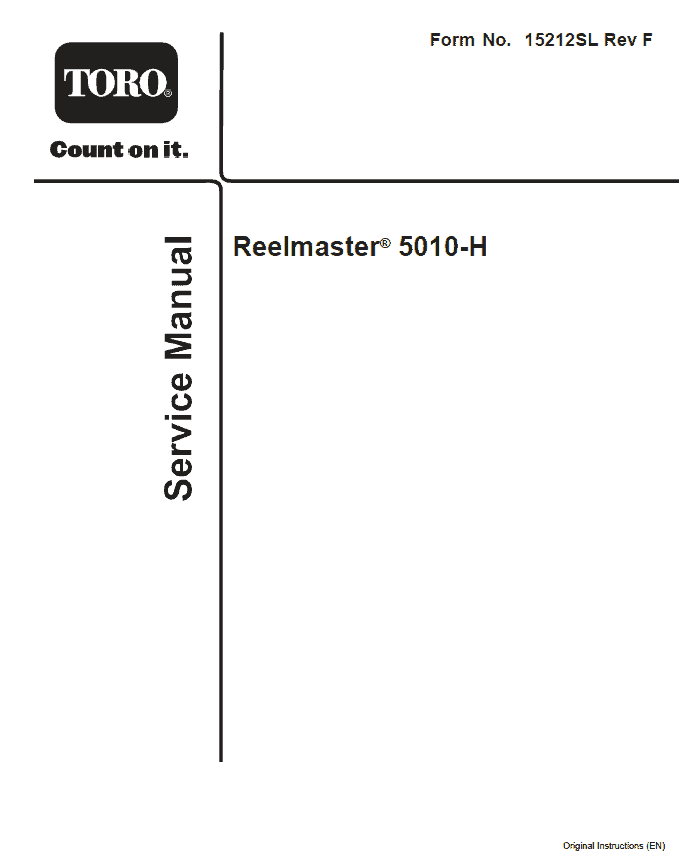 Toro Reelmaster 5010-H Service Repair Manual Workshop Guide