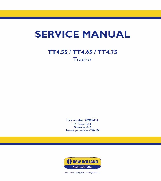 New Holland TT4.55, TT4.65, TT4.75 Tractor Service Manual Workshop Guide