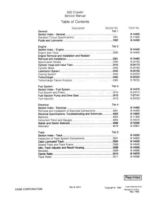 Case 650 Crawler Dozer Service Manual Workshop Guide