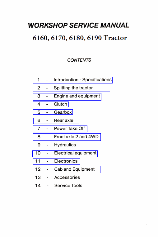Massey Ferguson 6160, 6170, 6180, 6190 Tractor Repair Manual Workshop Guide
