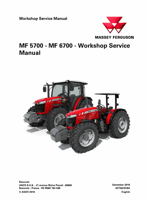 Massey Ferguson 5708, 5709, 5710, 5711 Tractor Service Manual Workshop Guide