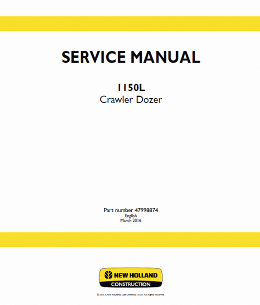 New Holland 1150L Crawler Dozer Service Manual Workshop Guide