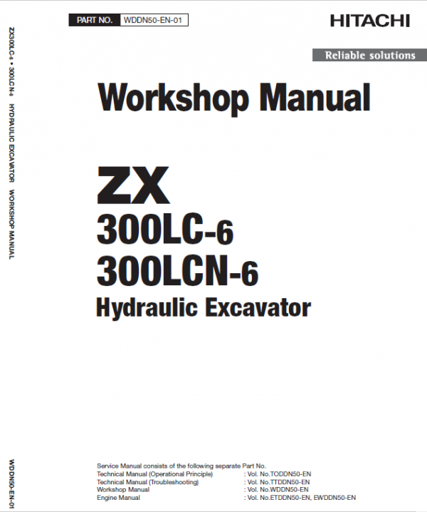 Hitachi ZX330LC-6 and ZX300LCN-6 ZAXIS Excavator Repair Manual Workshop Guide