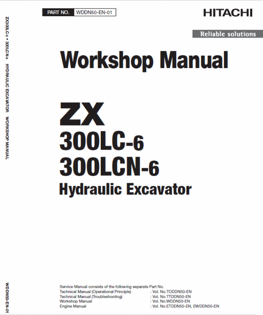 Hitachi ZX330LC-6 and ZX300LCN-6 ZAXIS Excavator Repair Manual Workshop Guide