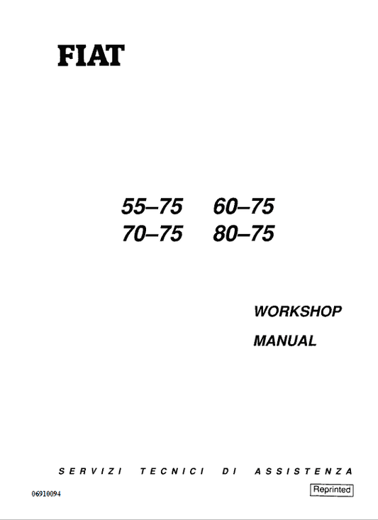 Fiat 55-75, 60-75, 70-75, 80-75 Tractor Service Manual Workshop Guide