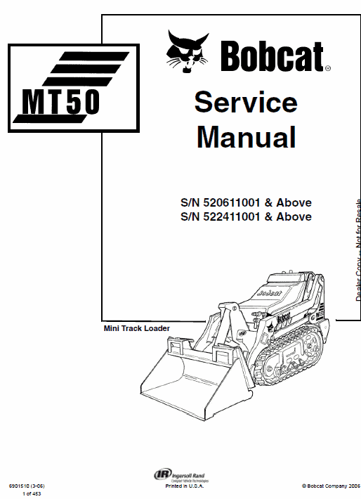 Bobcat MT50 Mini Loader Service Manual Workshop Guide