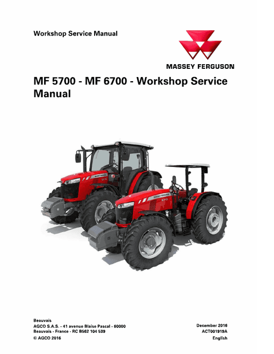 Massey Ferguson 6711, 6712, 6713 Tractor Service Manual Workshop Guide
