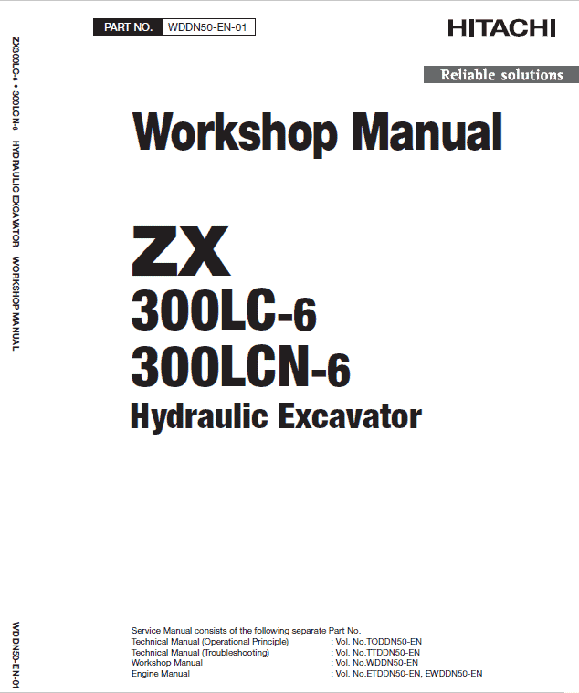 Hitachi ZX330LC-6 and ZX300LCN-6 ZAXIS Excavator Repair Manual Workshop Guide