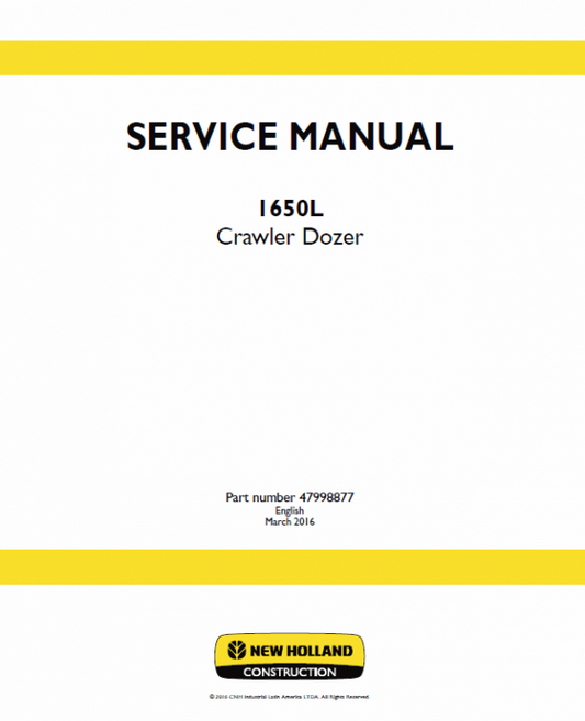 New Holland 1650L Crawler Dozer Service Manual Workshop Guide