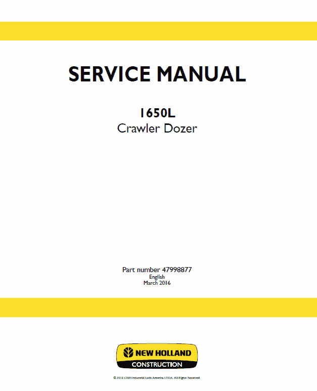 New Holland 1650L Crawler Dozer Service Manual Workshop Guide