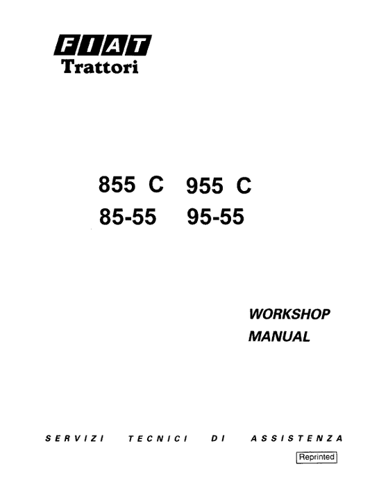 Fiat 85-55, 95-55, 855C, 955C Tractor Service Manual Workshop Guide