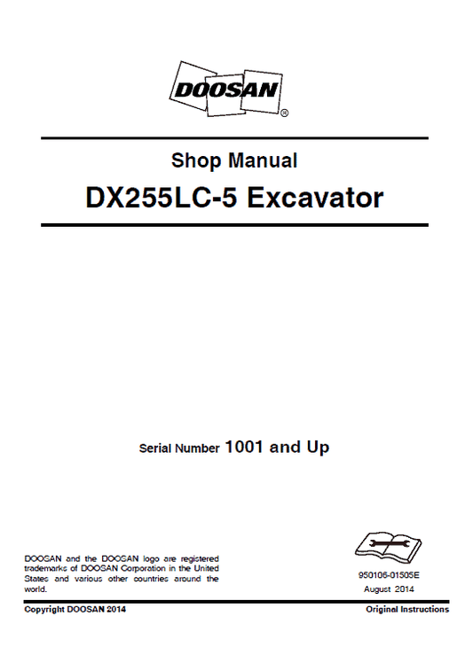 Doosan DX255LC-5 Excavator Service Manual Workshop Guide
