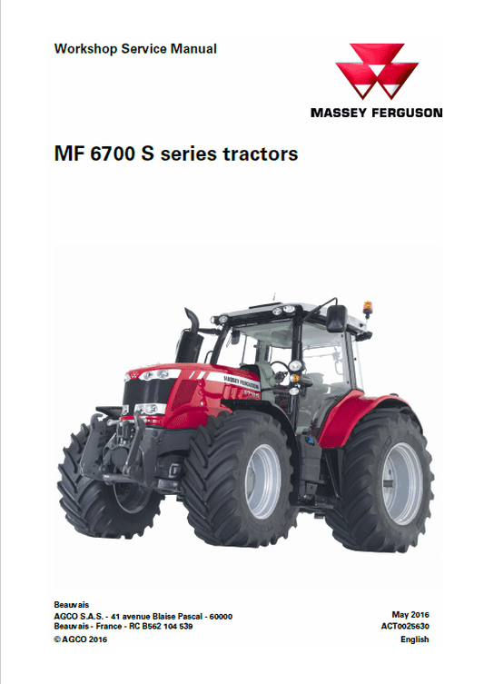 Massey Ferguson 6715S, 6716S, 6718S Tractor Service Manual Workshop Guide