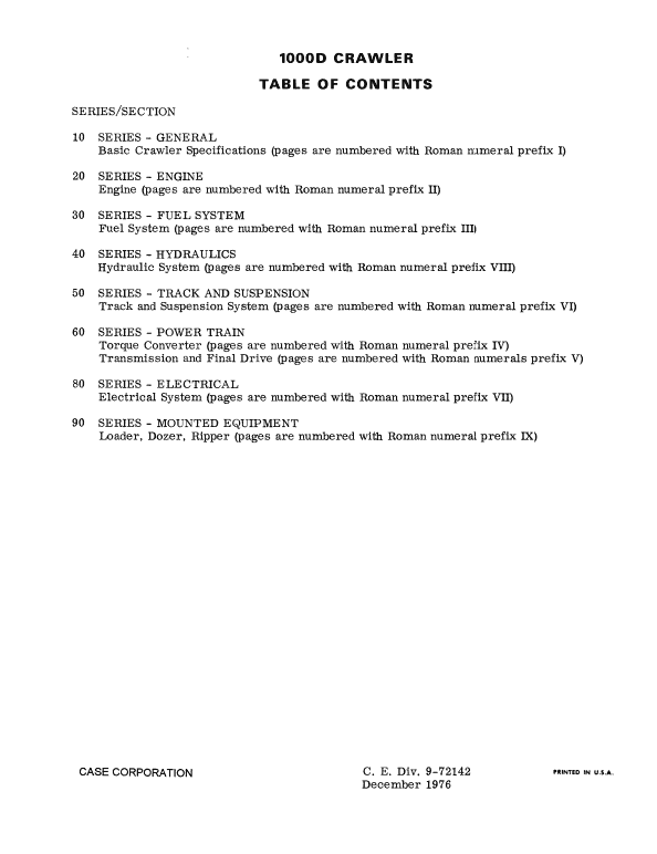 Case 1000D Crawler Dozer Service Manual Workshop Guide