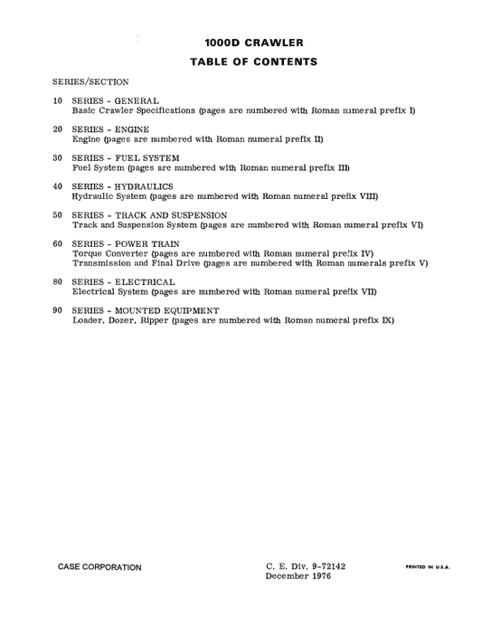 Case 1000D Crawler Dozer Service Manual Workshop Guide