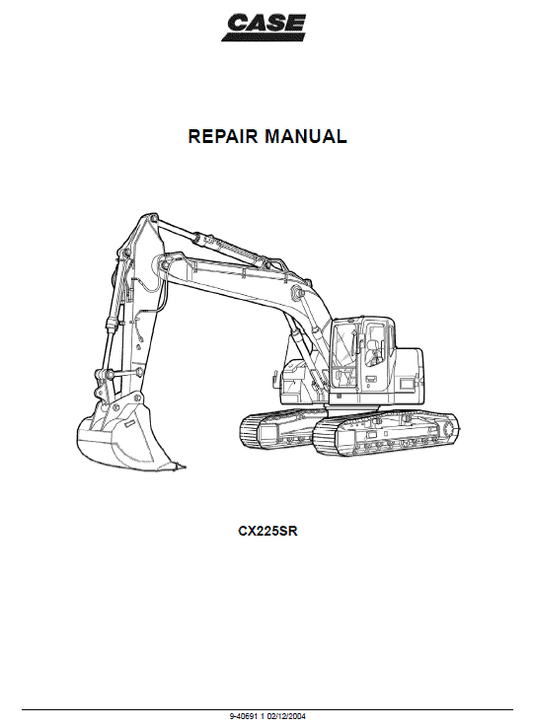 Case CX225SR Excavator Service Manual Workshop Guide