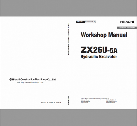 Hitachi ZX26U-5A Excavator Service Repair Manual Workshop Guide