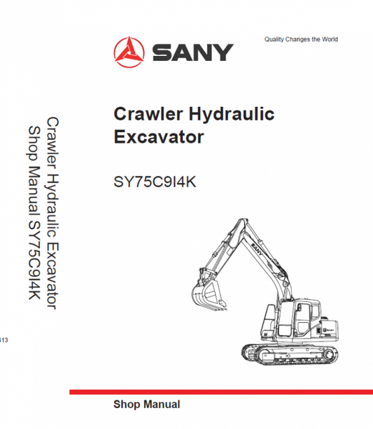 Sany SY75C Hydraulic Excavator Repair Service Manual