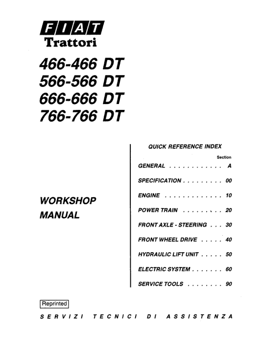 Fiat 466, 566, 666, 766 Tractor Workshop Service Manual Workshop Guide