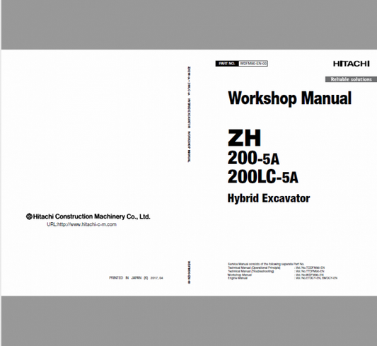 Hitachi ZH200-5A and ZH200LC-5A Excavator Service Repair Manual Workshop Guide