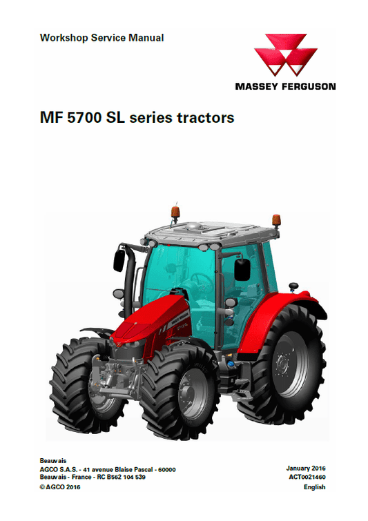 Massey Ferguson 5710 SL, 5711 SL, 5712 SL, 5713 SL Tractor Service Manual Workshop Guide