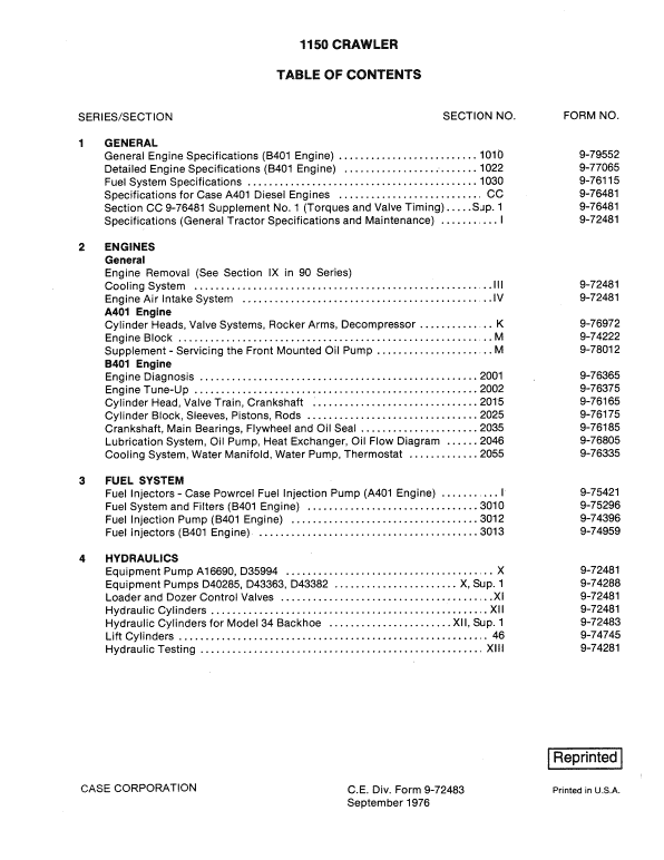 Case 1150 Crawler Dozer Service Manual Workshop Guide