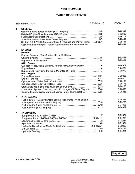 Case 1150 Crawler Dozer Service Manual Workshop Guide