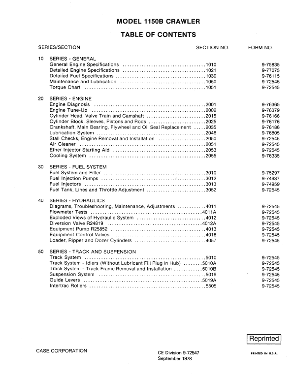 Case 1150B Crawler Dozer Service Manual Workshop Guide