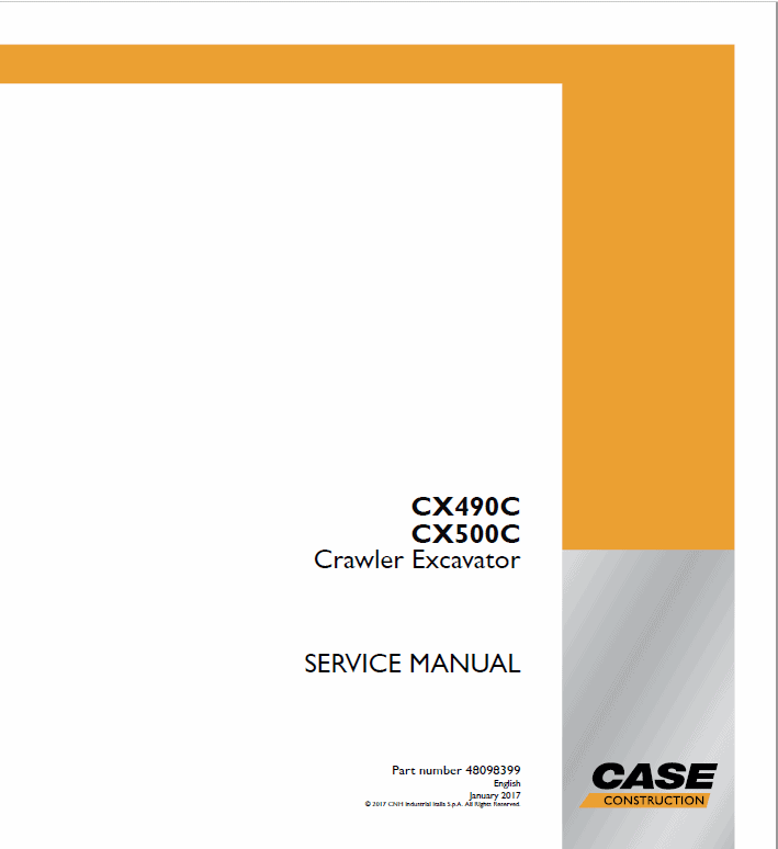 Case CX500C Crawler Excavator Service Manual Workshop Guide