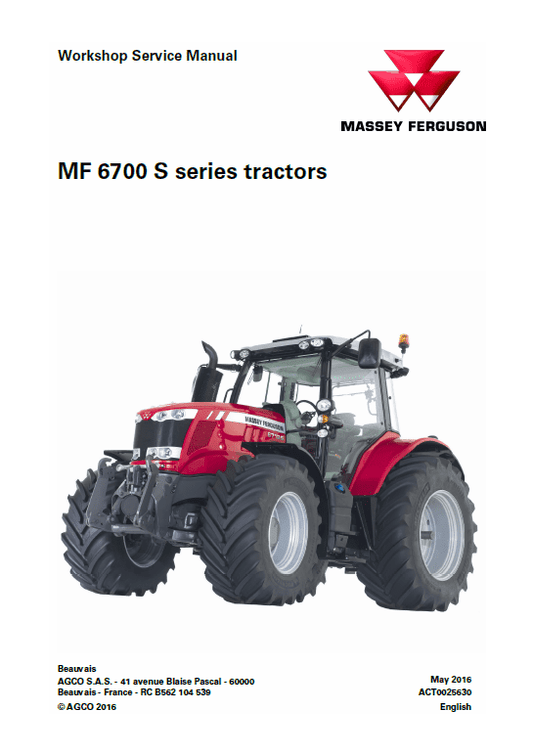 Massey Ferguson 6712S, 6713S, 6714S Tractor Service Manual Workshop Guide