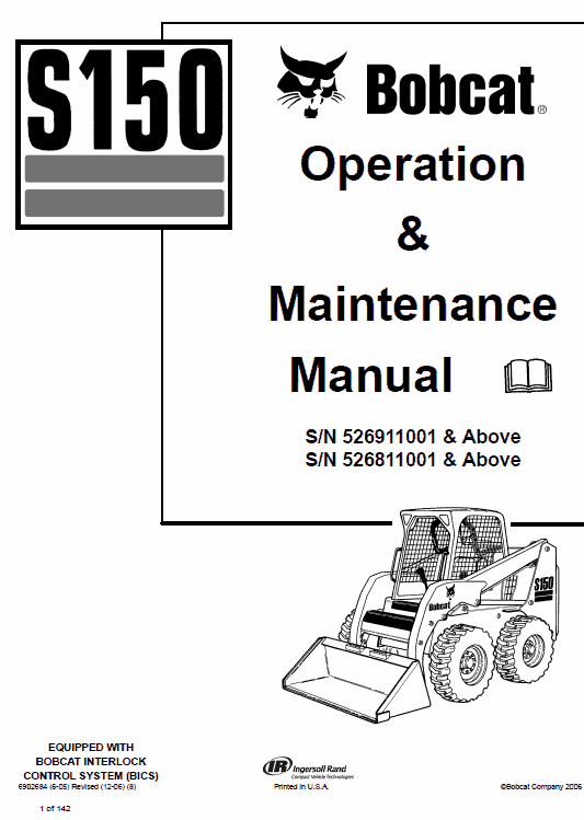 Bobcat S150 and S160 Skid-Steer Loader Service Manual Workshop Guide
