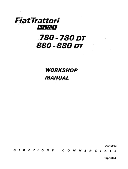 Fiat 780, 780DT, 880, 880DT Tractor Service Manual Workshop Guide