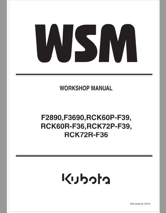 Kubota F2890, F3690 Front Mower Workshop Manual