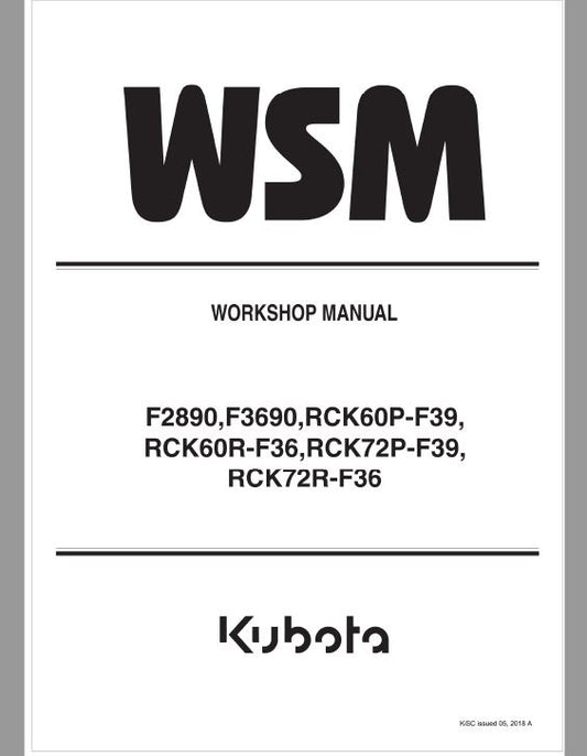 Kubota F2890, F3690 Front Mower Workshop Manual