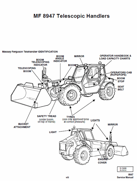 Massey Ferguson MF 8947 Telescopic Handler Service Manual Workshop Guide