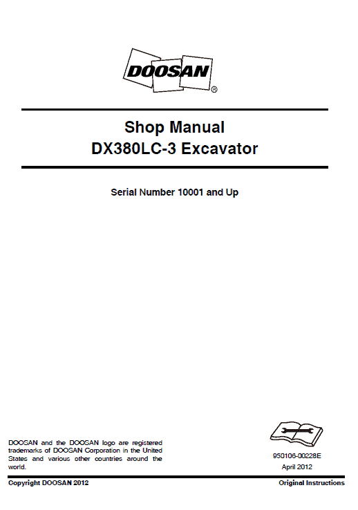 Doosan DX380LC-3 Excavator Service Manual Workshop Guide